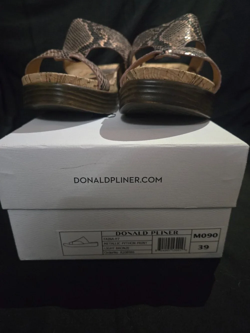 Donald Pliner Faina Metallic Python Cork Sandals 9 NIB $158